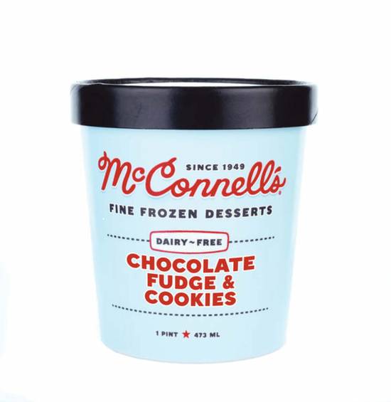 Order McConnell's Dairy-Free Ice Cream - Chocolate Fudge & Cookies food online from IV Deli Mart store, Goleta on bringmethat.com
