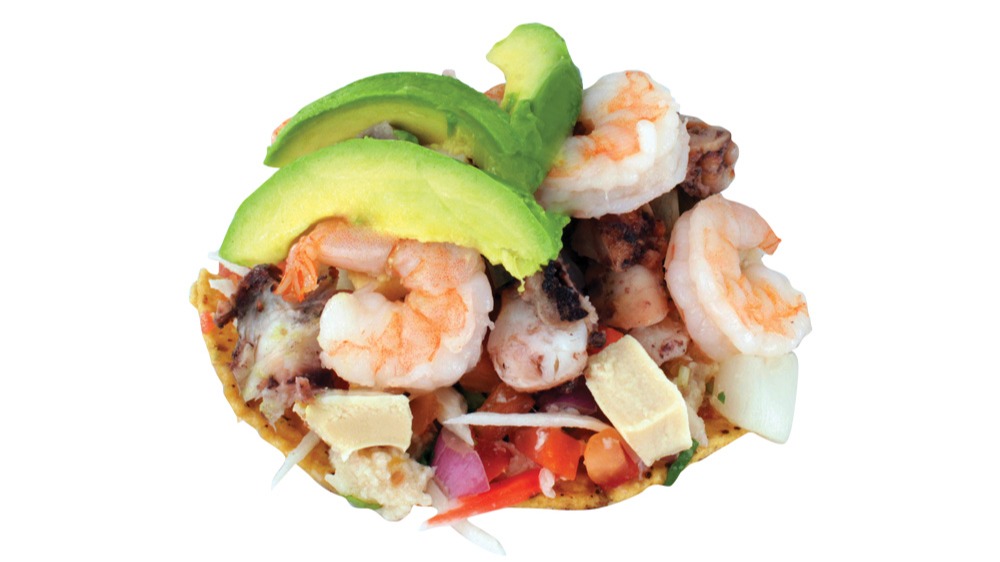 Order Baja Cali Seafood Tostada food online from Baja Cali Fish & Tacos store, Alhambra on bringmethat.com