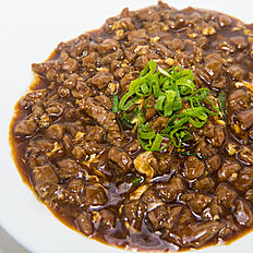 Order Minced Steak with Pea Pod Stems 牛肉扒豆苗  K food online from Jin Fine Asian Cuisine store, Brookline on bringmethat.com