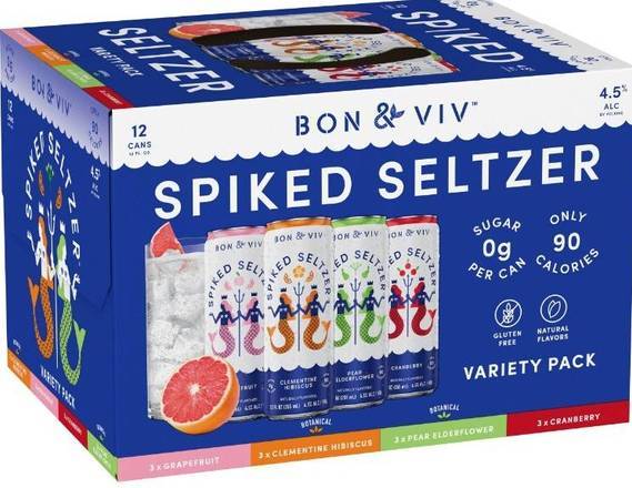 Order Bon & Viv Spiked Seltzer Variety Pack 12 Pack (12oz Cans) food online from Pit Stop Liquor Mart store, El Monte on bringmethat.com