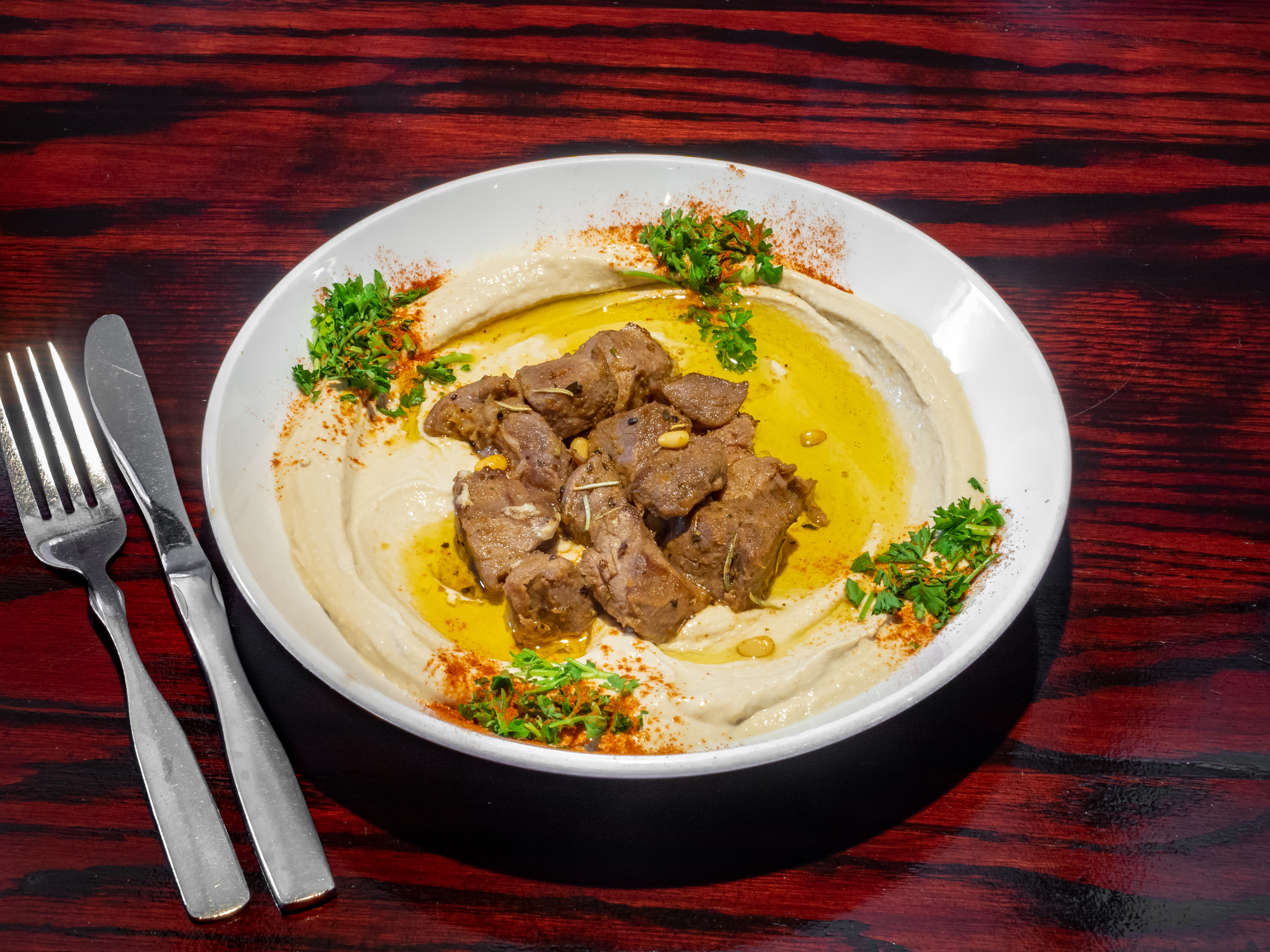 Order Steak Hummus food online from Ansari's Mediterranean Grill store, Eagan on bringmethat.com