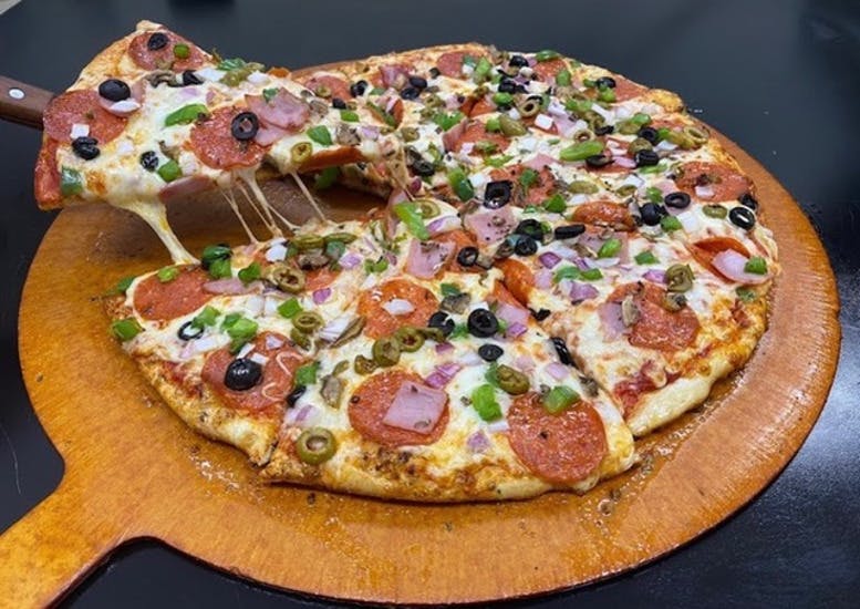 Order Mustang Pizza - Small 10" food online from Classic Pizza store, Central Lake on bringmethat.com