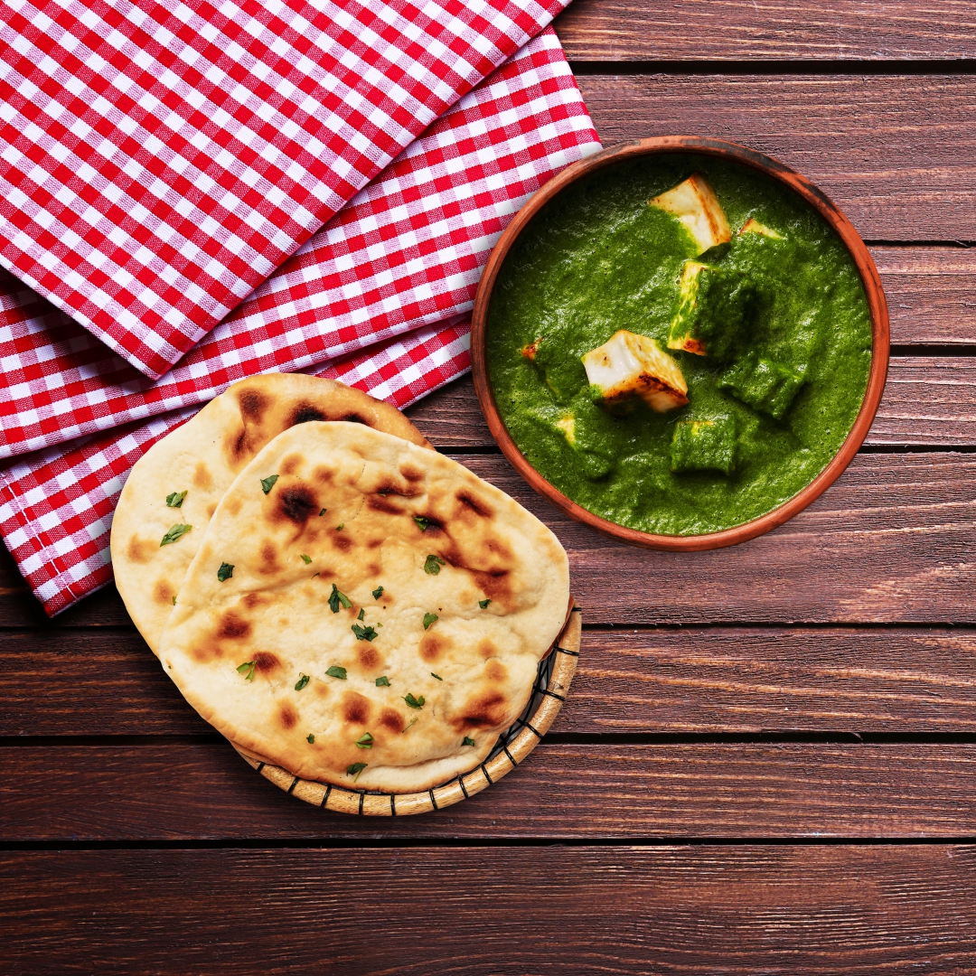 Order Spinach Cottage Cheese & Naan Bread food online from Bowl-O-India store, Voorhees on bringmethat.com