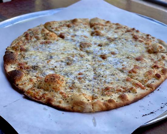 Order White Pie with Mozzarella (Parmesan and Garlic) food online from Skappo Wine Bar store, New Haven on bringmethat.com