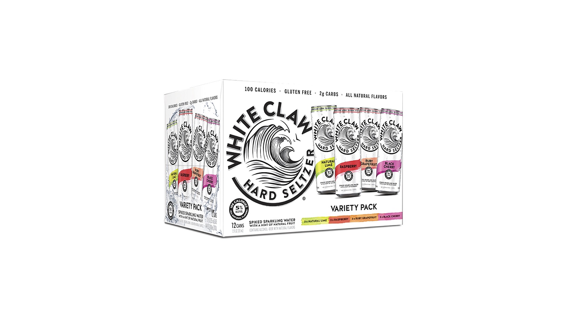 Order White Claw Hard Seltzer 12 Pack   5% abv food online from Pink Dot store, Santa Barbara on bringmethat.com