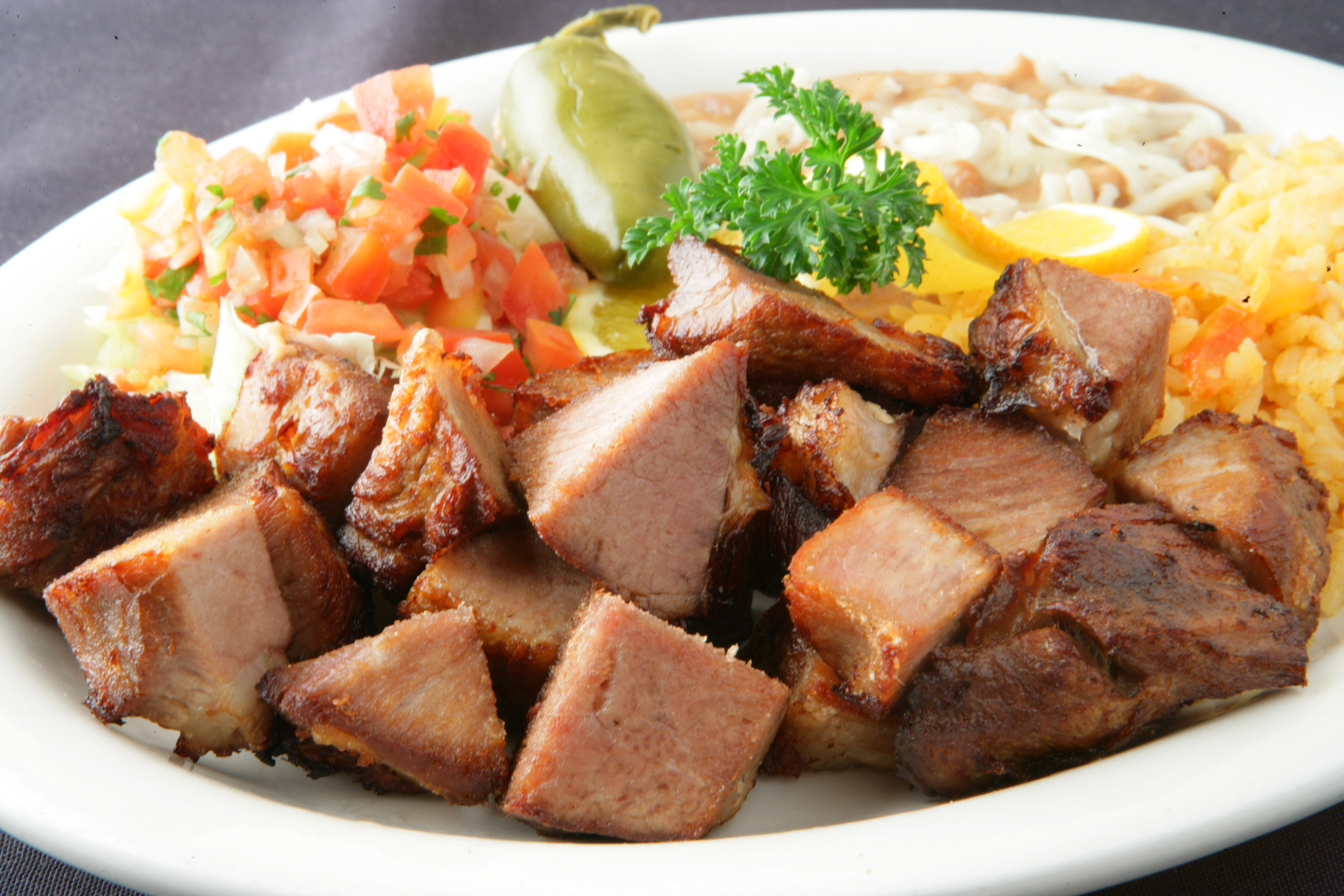 Order Pork Carnitas Plate food online from Chapala Mexican Restaurant store, Brentwood on bringmethat.com