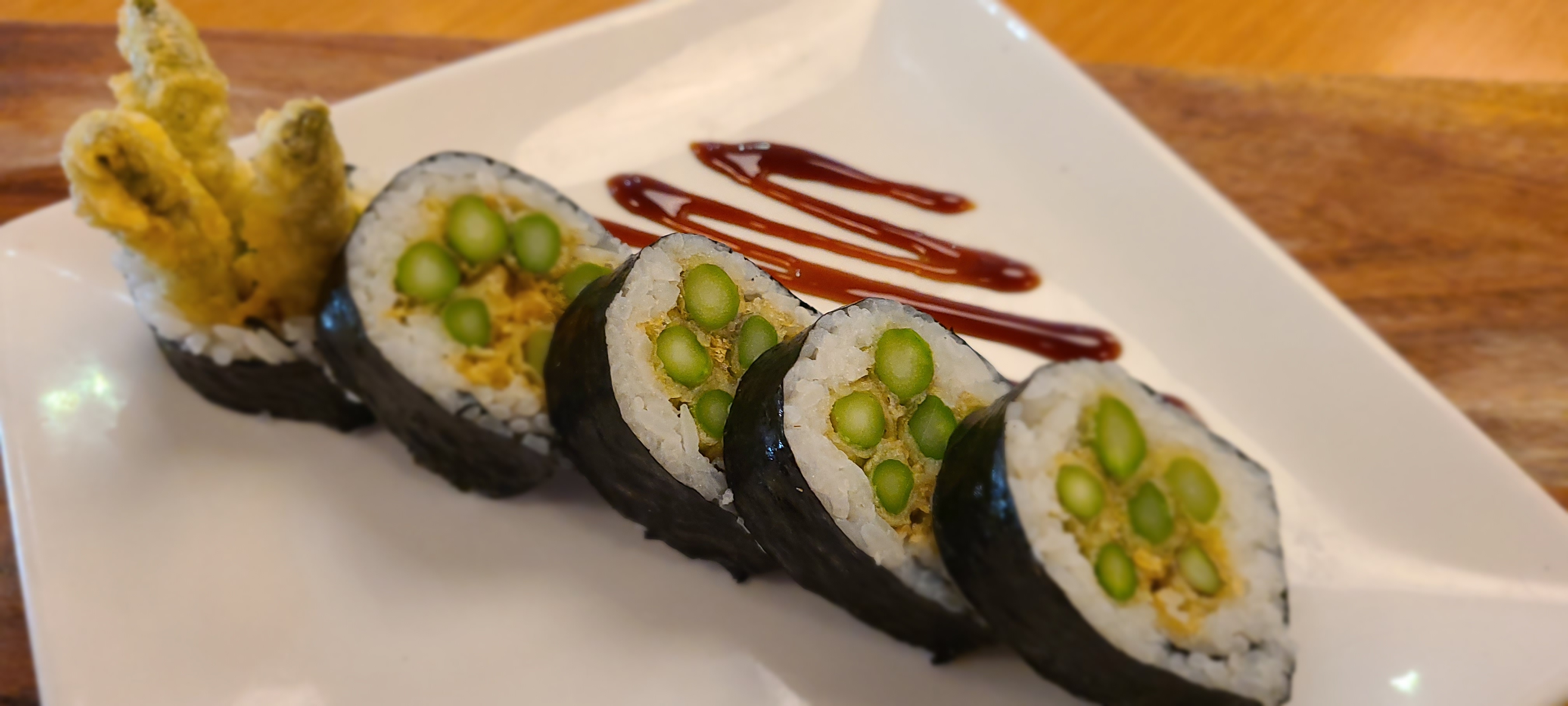 Order V1. Asparagus Roll(5pcs) food online from Hello Sushi store, Fullerton on bringmethat.com