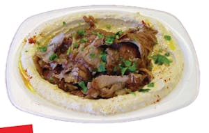 Order Hummus with Beef Shawerma  food online from Hakuna Matata store, Oak Lawn on bringmethat.com