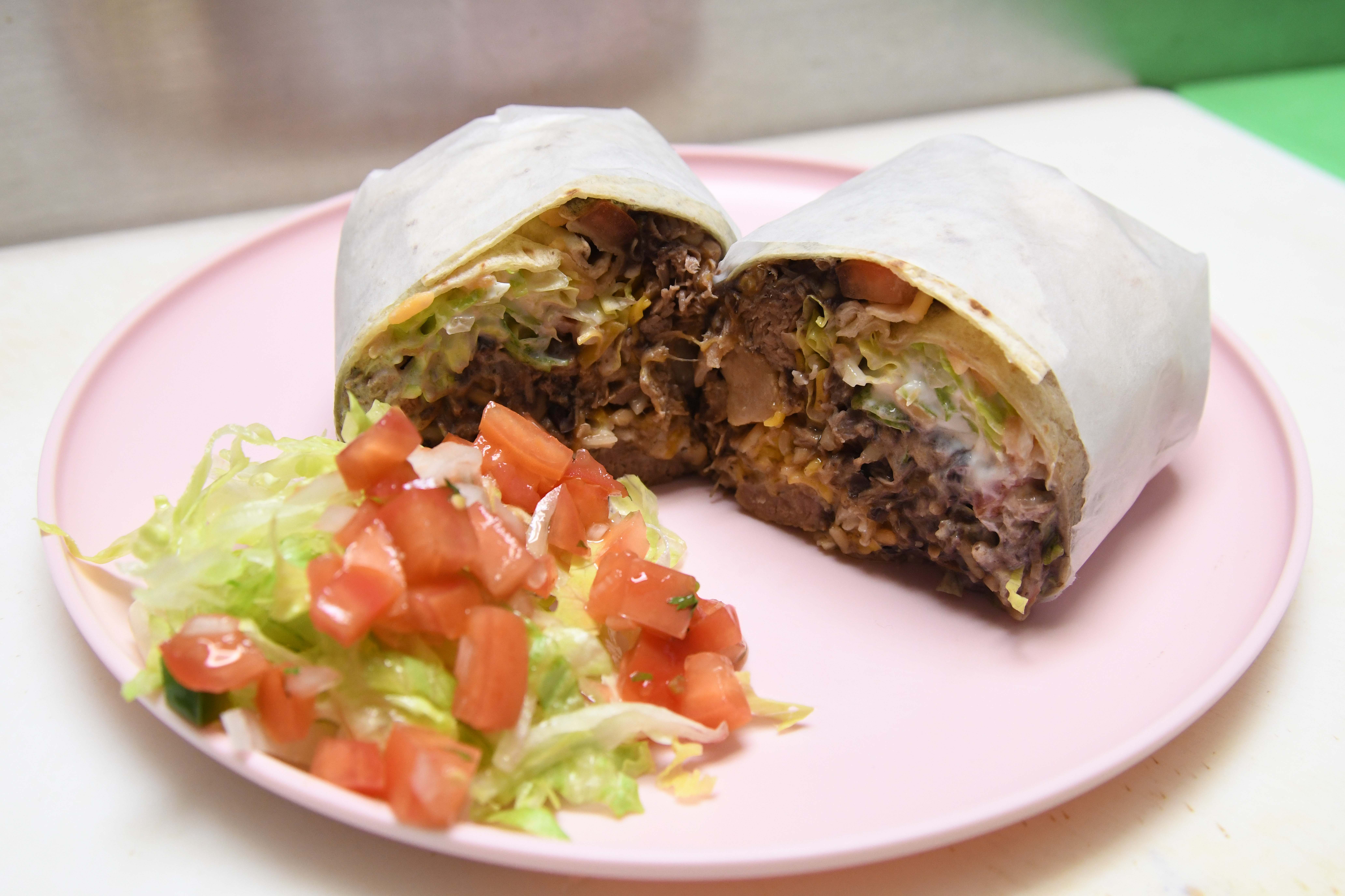 Order 71. Carnitas Burrito food online from El Chilito Loco store, Philadelphia on bringmethat.com