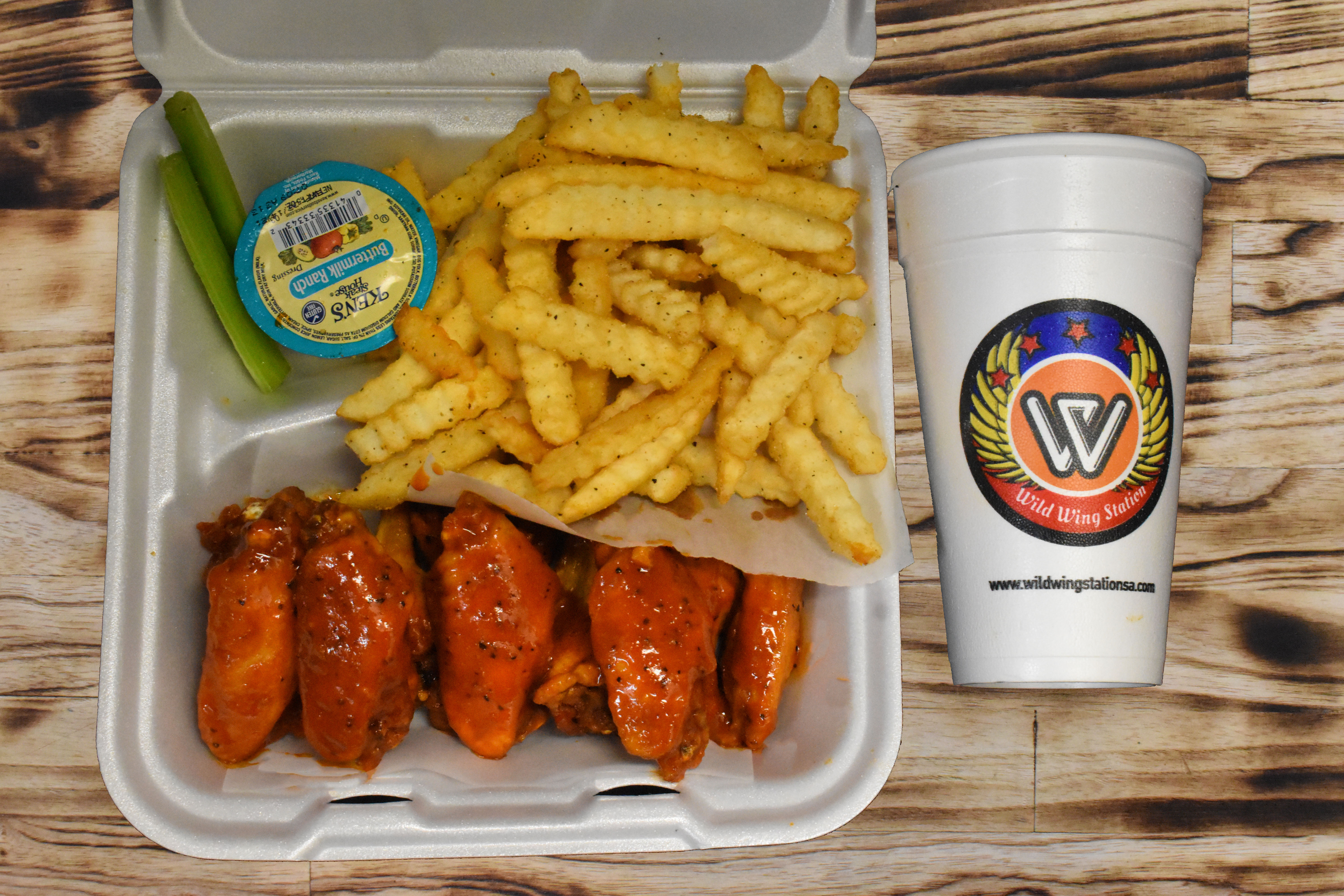 Order 10 Piece Wings Combo food online from Wild Wing Station store, San Antonio on bringmethat.com