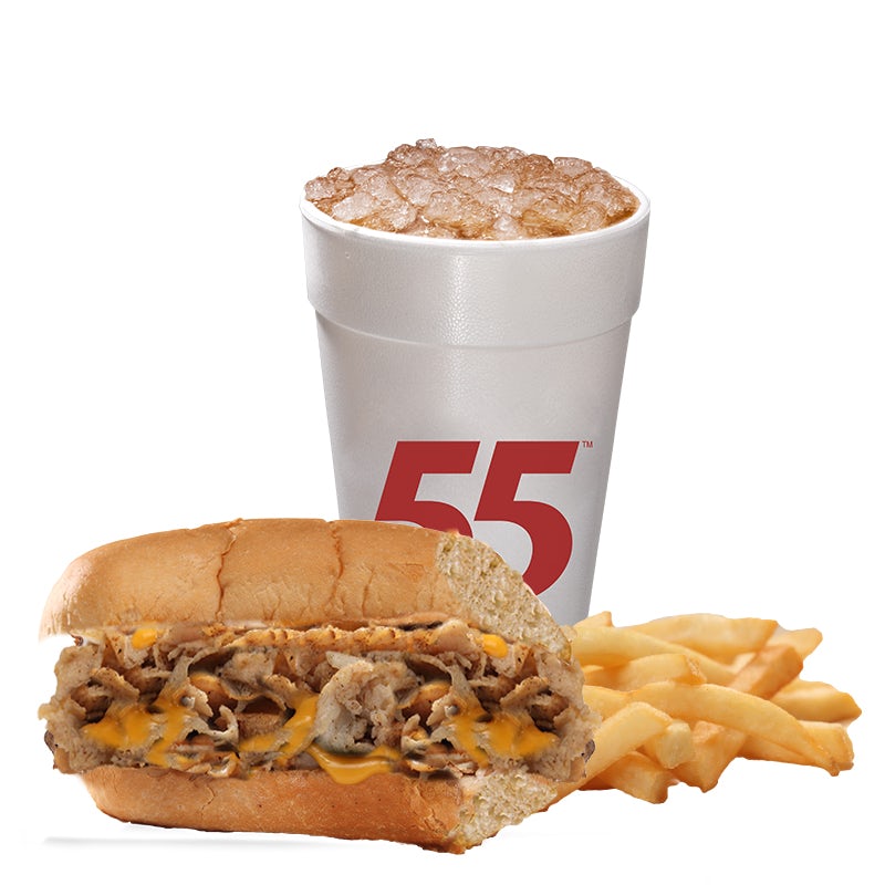 Order Plain Lil' Chicken Cheesesteak Meal food online from Hwy 55 Burgers Shakes & Fries store, Goldsboro on bringmethat.com