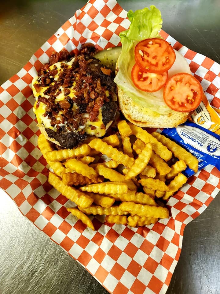 Order Bacon Burger - 1/3 lb. food online from Topper's Brick Oven Pizza store, Mulberry on bringmethat.com
