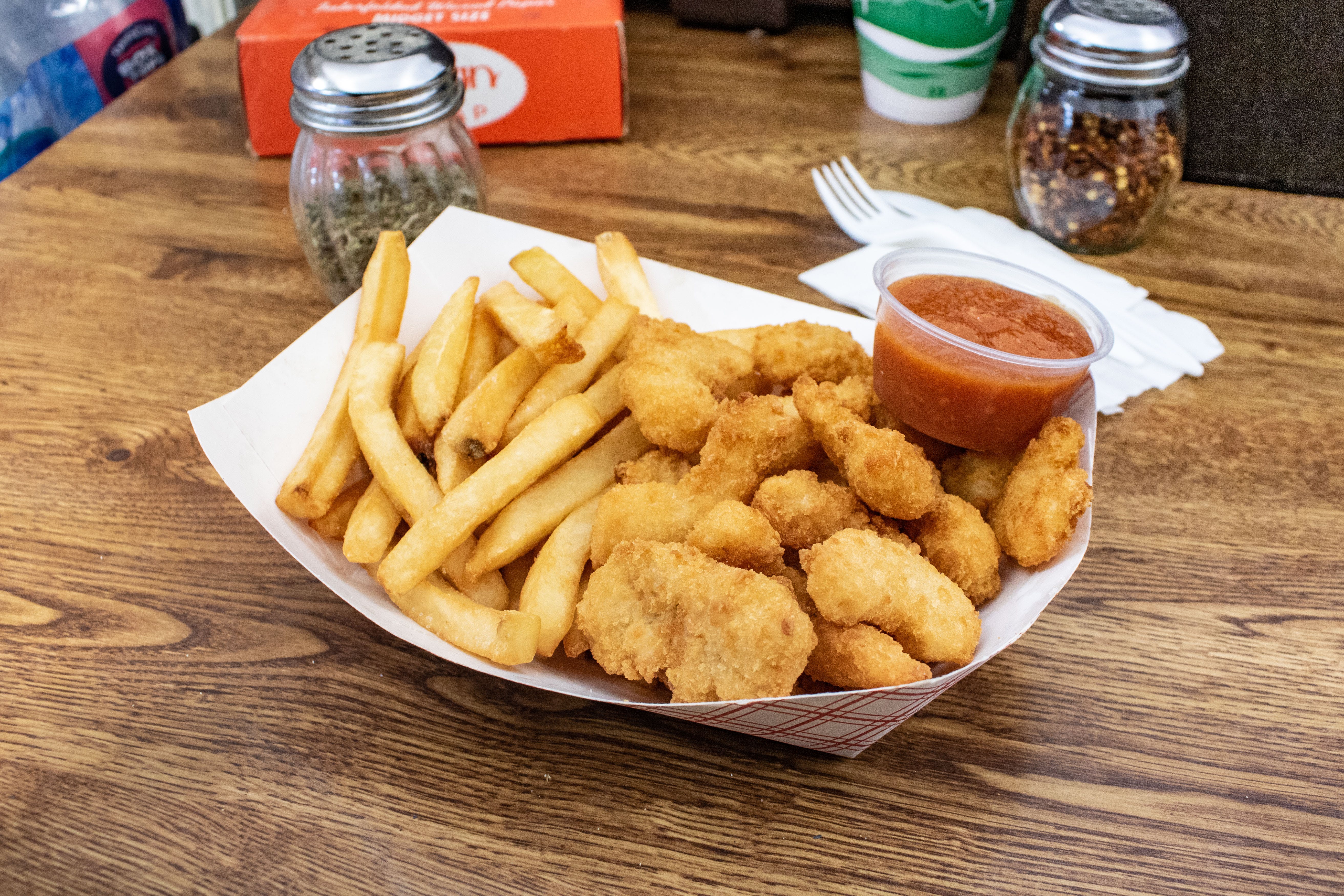 Order Shrimp in a Basket with Small Fries - Appetizer food online from Pac A Sack store, Lumberton on bringmethat.com