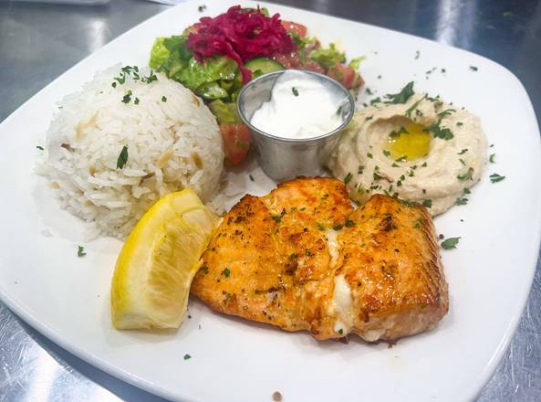Order Salmon Plate food online from Truva Mediterranean Grill store, Pleasanton on bringmethat.com