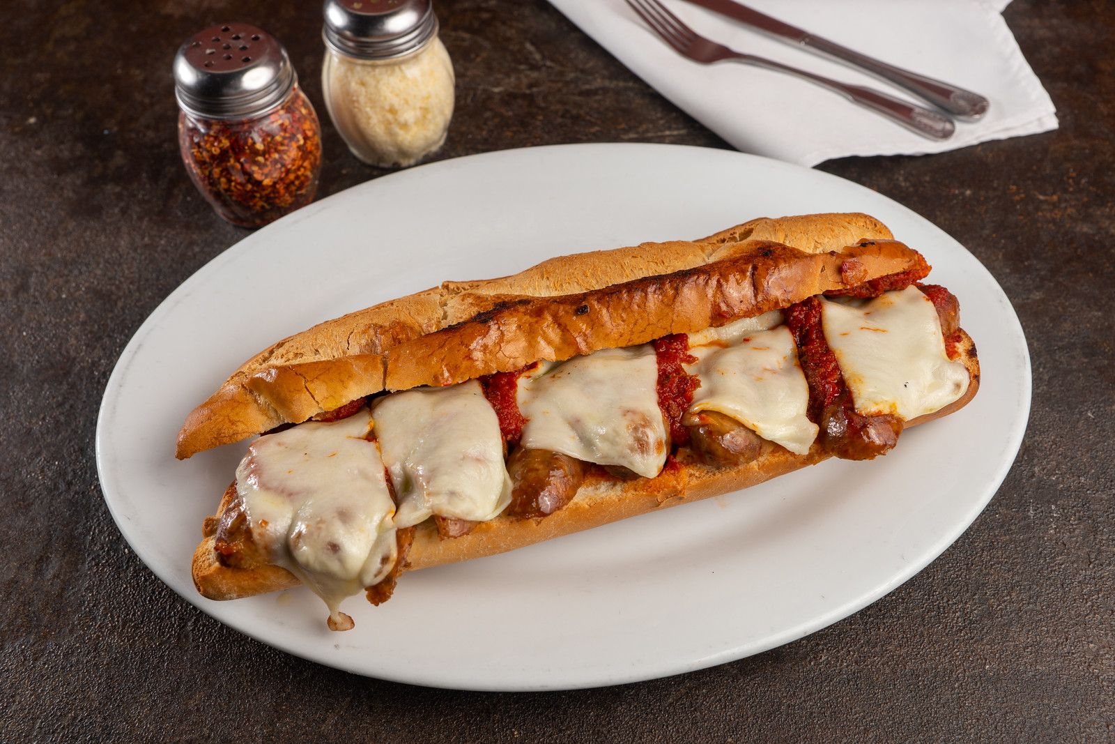 Order Sausage and Cheese Sandwich food online from Buono Authentic Pizzeria store, Long Beach on bringmethat.com