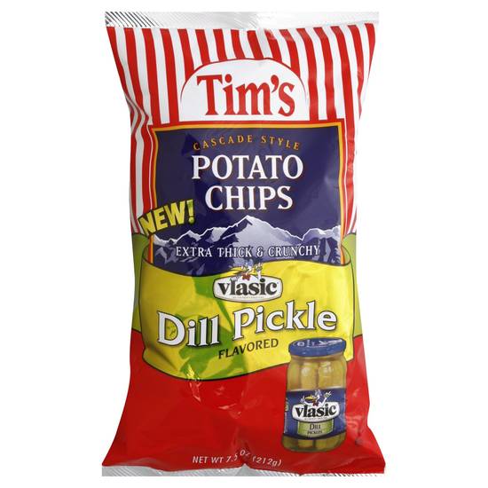 Order Tims Cascade Potato Chips Cascade Style Vlasic Dill Pickle Flavored (7.5 oz) food online from Rite Aid store, Eugene on bringmethat.com