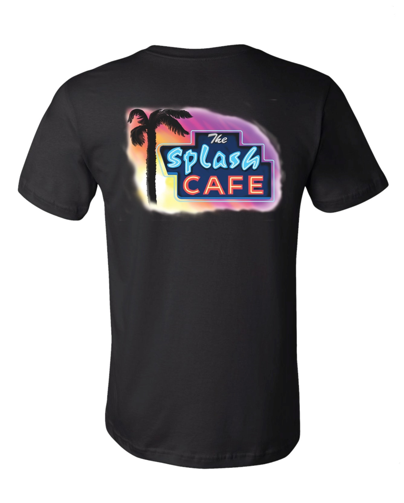 Order Short Sleeve Shirt - Neon Sign Design (Black) food online from Splash Cafe store, Pismo Beach on bringmethat.com