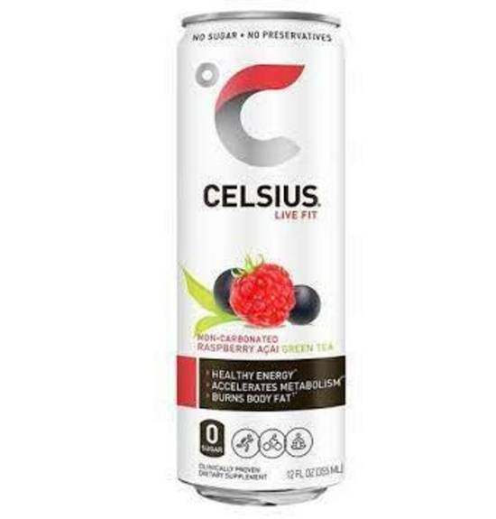 Order Celsius - Raspberry Acai Green Tea food online from IV Deli Mart store, Goleta on bringmethat.com