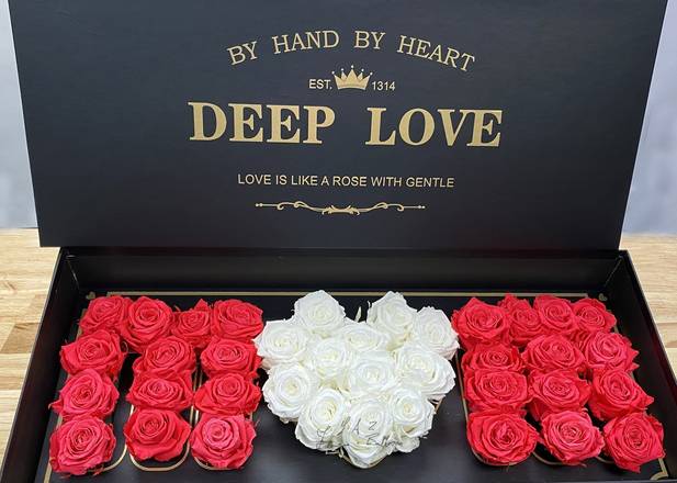 Order Deep Love  "MOM"  (PRESERVE ROSES) food online from Y.A.Z. Flowers And Balloons store, Berwyn on bringmethat.com