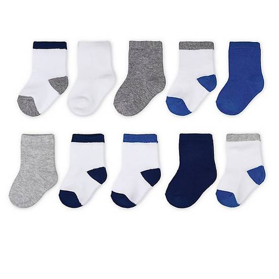 Order goldbug Size 2T-4T 10-Pack Crew Socks in White/Blue food online from Bed Bath & Beyond store, Christiana on bringmethat.com