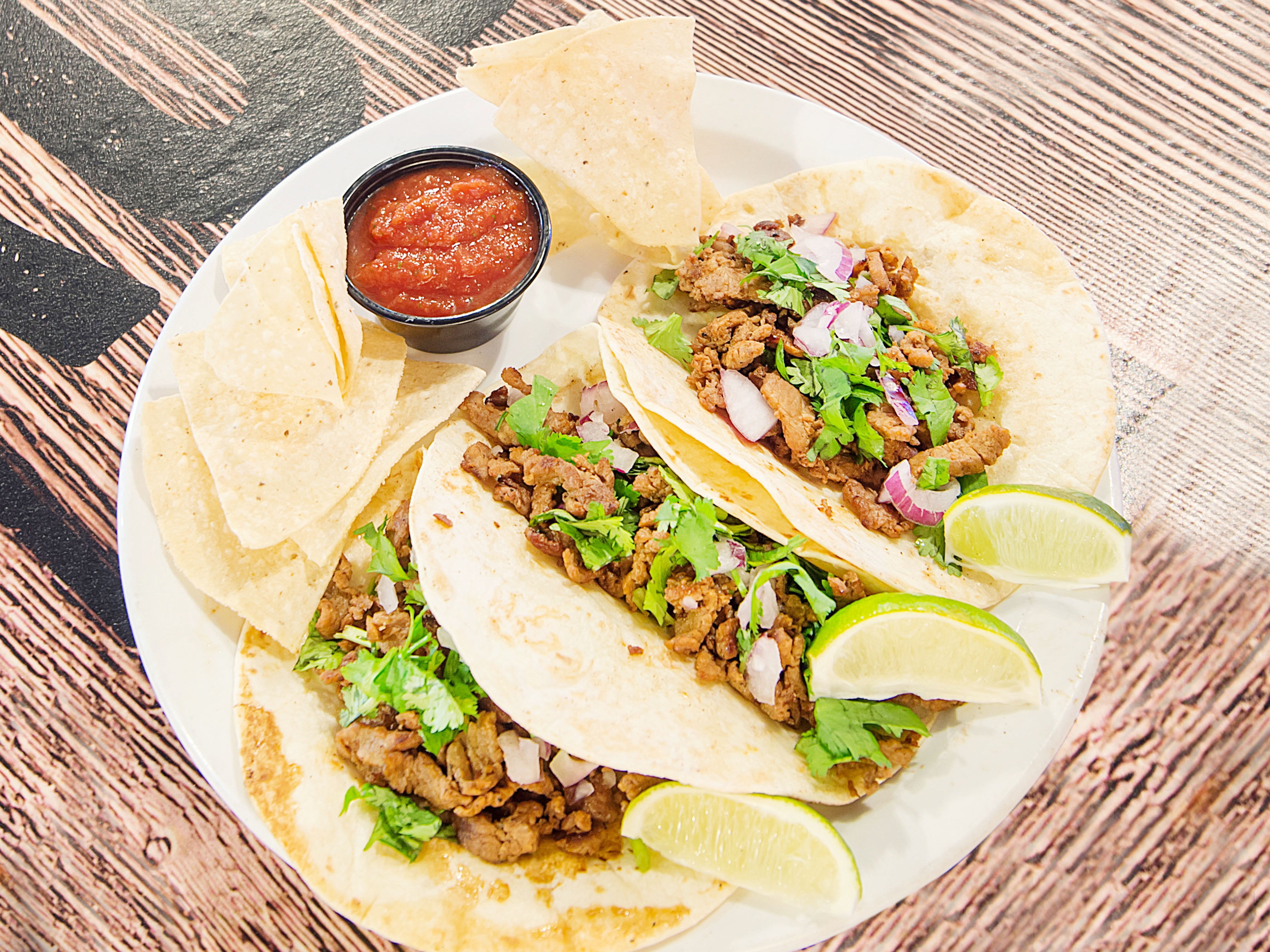 Order 3 Steak Soft Tacos food online from Roni's Pub + Kitchen store, Overland Park on bringmethat.com