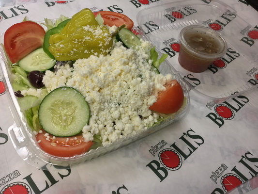 Order Greek Salad food online from Pizza Boli's store, Parkville on bringmethat.com