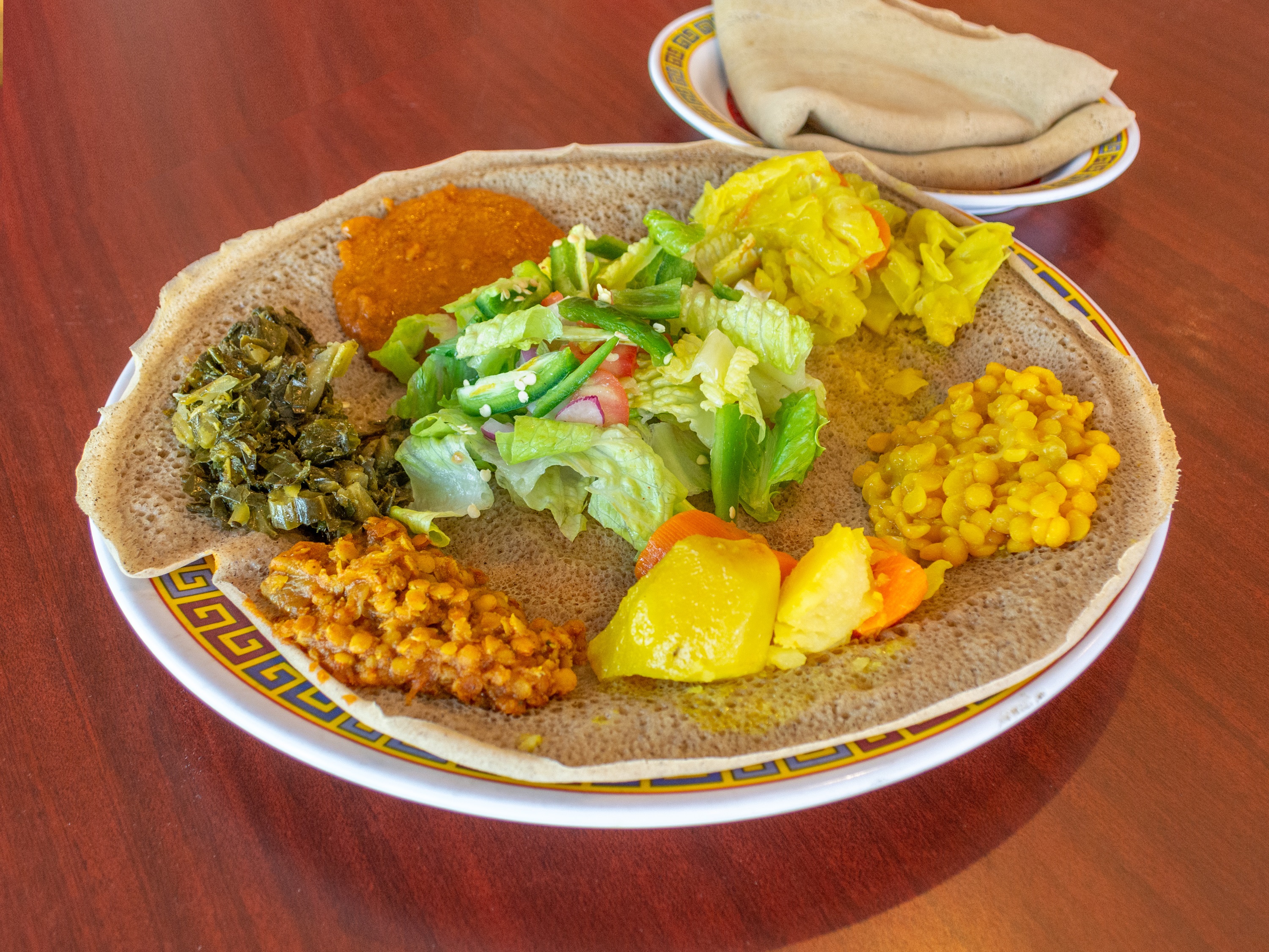 Order 1. Vegetarian Combination food online from Enat Ethiopian Restaurant store, Seattle on bringmethat.com