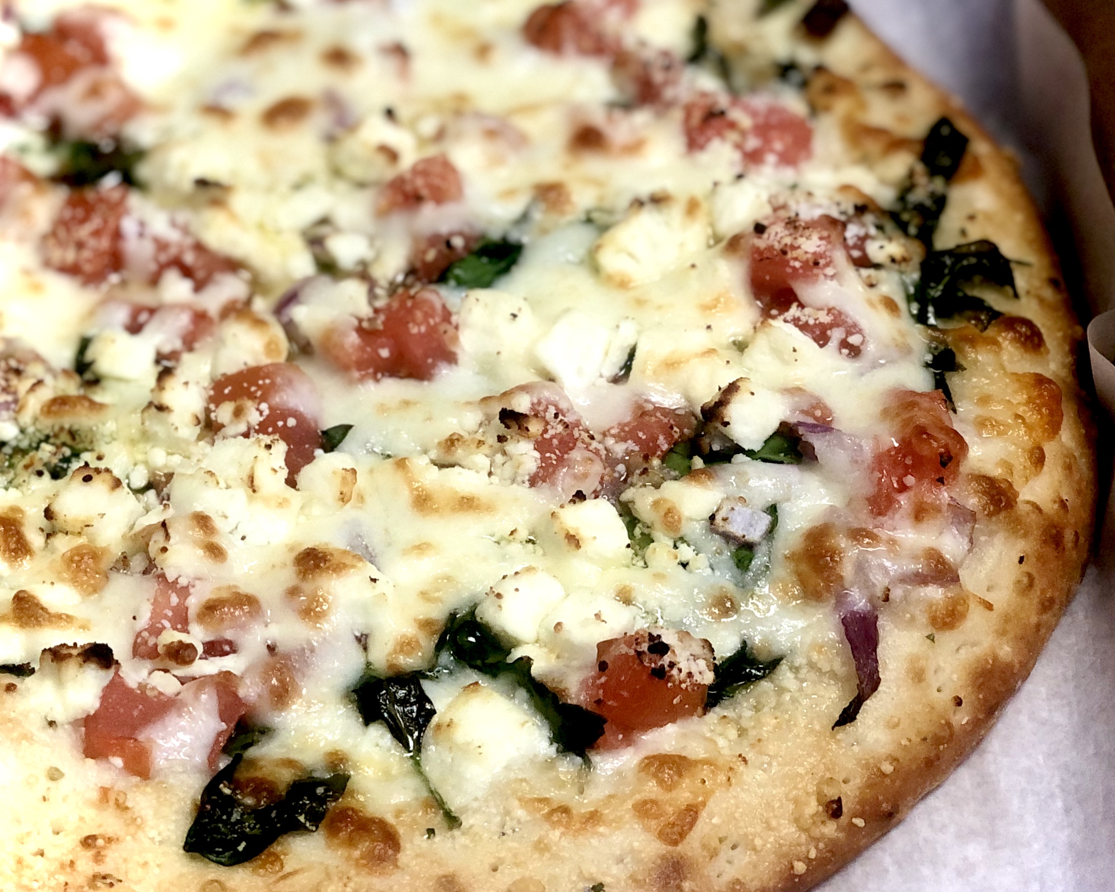 Order Spinach and Feta Pizza food online from Riviera Pizza store, Pittsburgh on bringmethat.com