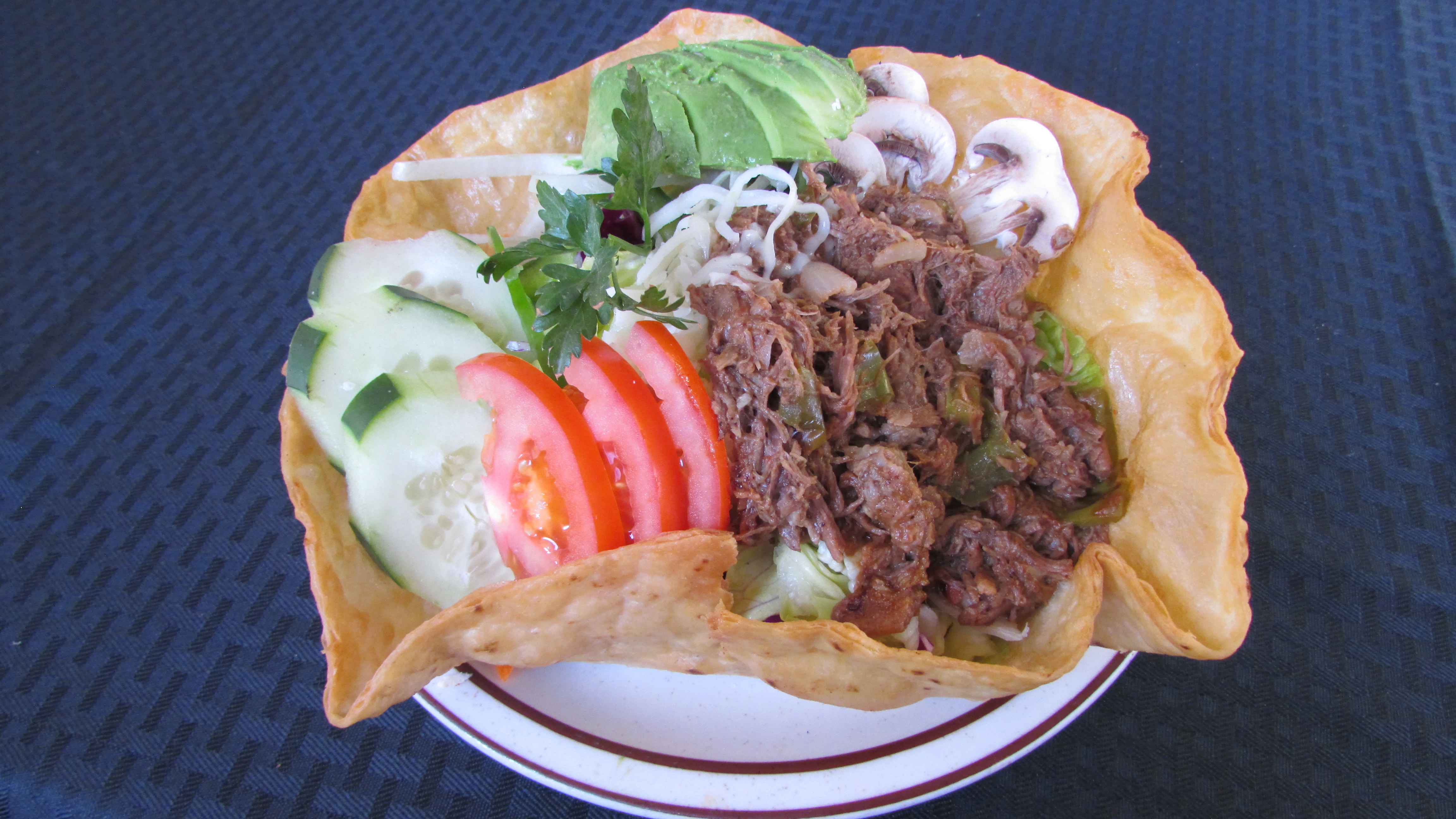 Order Shredded Beef or Chicken Taco Salad food online from Tortillas Restaurant store, Cathedral City on bringmethat.com