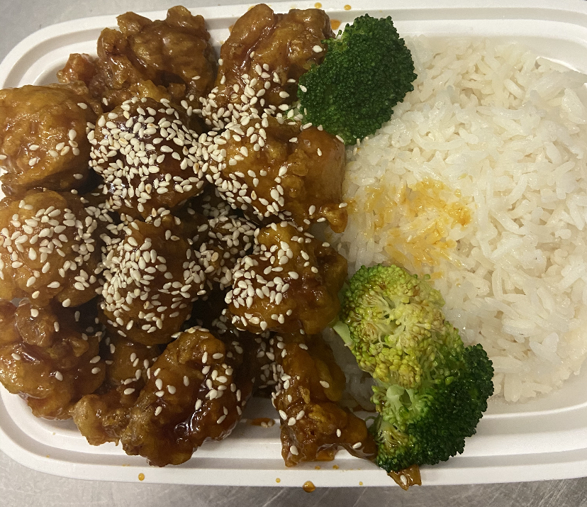 Order C9. Sesame Chicken Combination Platter food online from New Jin Xin store, Brooklyn on bringmethat.com