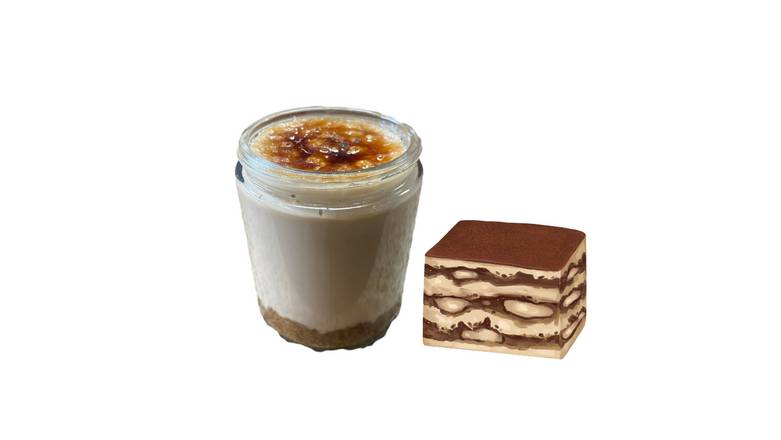 Order (Seasonal) Premium Tiramisu Cream Brulee Dessert food online from Bobafinitea store, Pleasanton on bringmethat.com