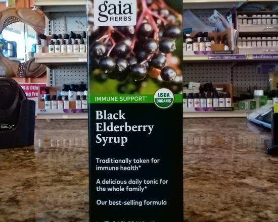 Order GAIA Black Elderberry Syrup 5.4 Fl Oz food online from Nature Own Herb Shop store, Atlanta on bringmethat.com
