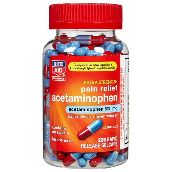 Order Rite Aid Extra Strength Acetaminophen Rapid Release Gelcaps 500 mg (225 ct) food online from Rite Aid store, BETHEL PARK on bringmethat.com