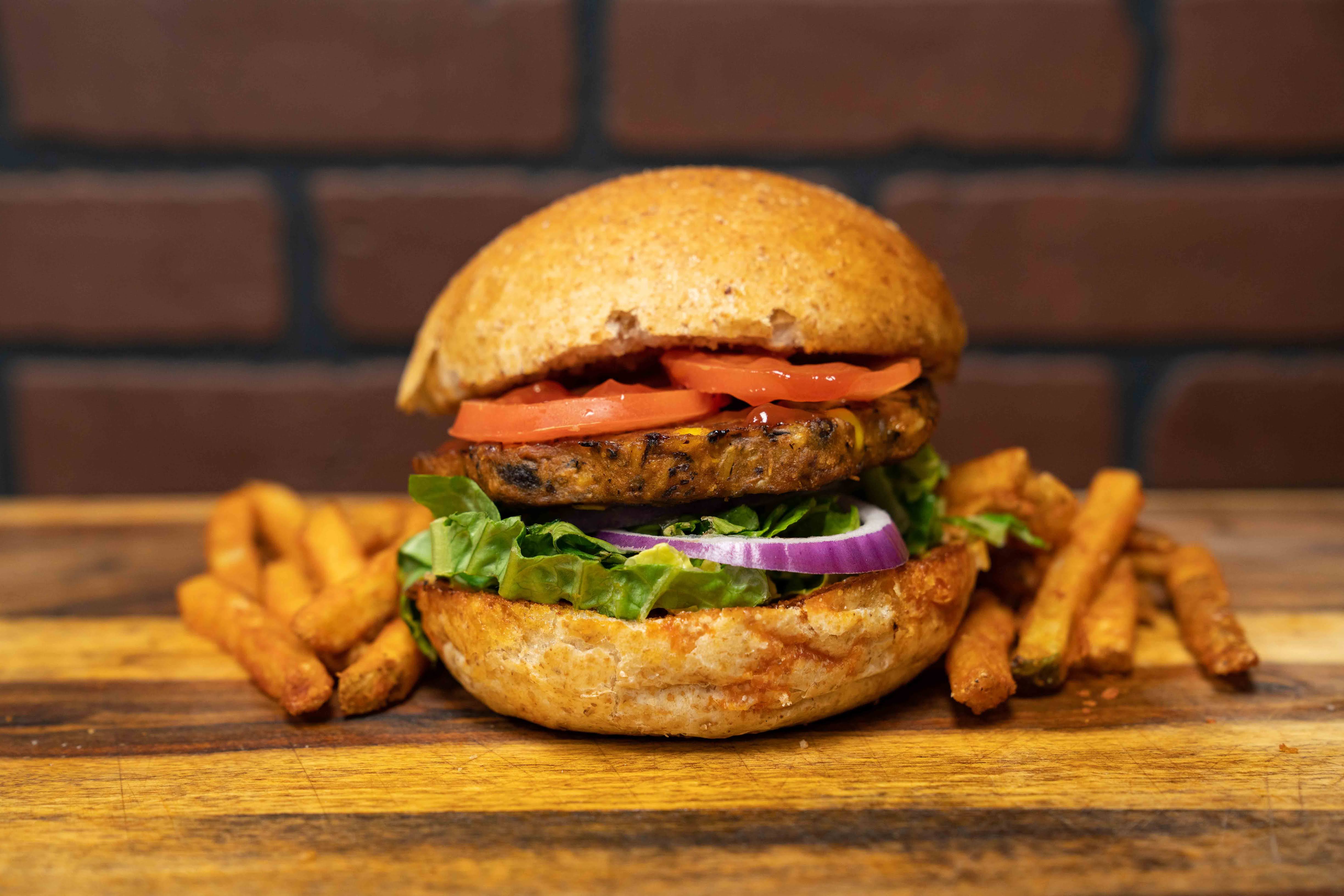 Order Veggie Burger food online from Big Belly Que store, Smithtown on bringmethat.com