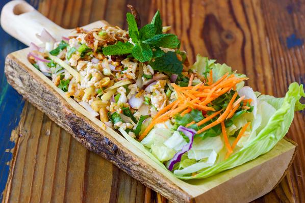 Order Nam Kao Tod Salad food online from Thaitanic Streetfood store, Sausalito on bringmethat.com