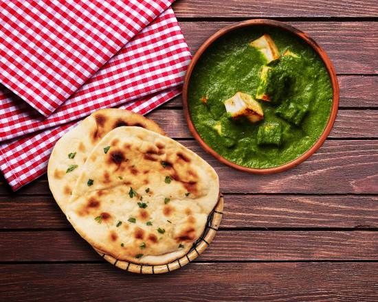 Order Spinach Cottage Cheese & Naan Bread food online from Bowl-O-India store, Marietta on bringmethat.com
