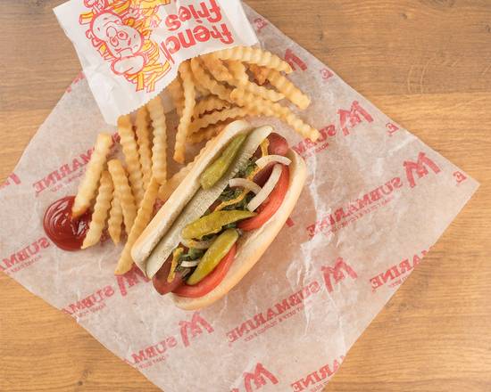 Order Chicago Style Hot Dog w/Fries food online from Mr. Submarine store, Downers Grove on bringmethat.com