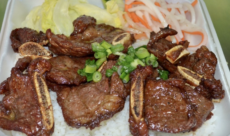 Order BBQ Beef Short Ribs over White Rice (Cơm sườn bò nướng) food online from Hello Saigon store, New York on bringmethat.com