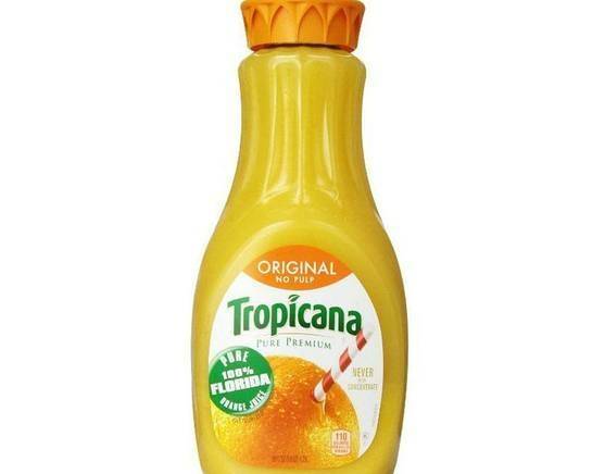Order Tropicana Orange Juice 52oz food online from Fialkoff Kosher Pizza store, Lawrence on bringmethat.com
