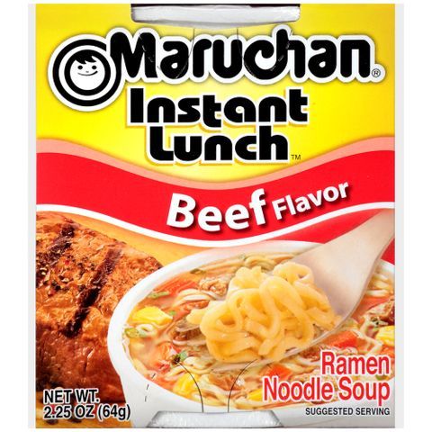 Order Maruchan Instant Lunch Ramen Noodle Soup Beef 2.25oz food online from Stripes store, Elsa on bringmethat.com