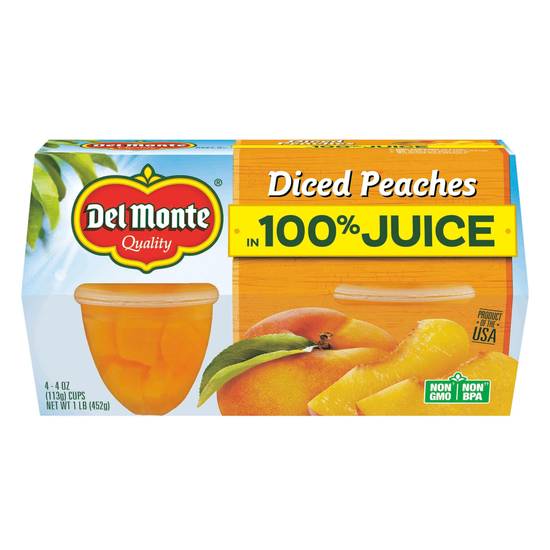 Order Del Monte Diced Peaches 100% Juice,  4-4 OZ Cups food online from Cvs store, SANTA PAULA on bringmethat.com