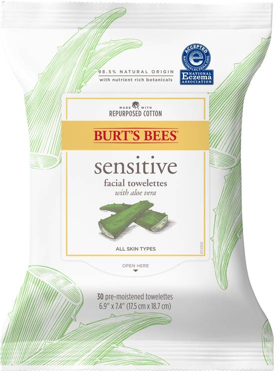 Order Burt's Bees Facial Cleansing Towelettes for Sensitive Skin, 30 CT food online from CVS store, INGLEWOOD on bringmethat.com