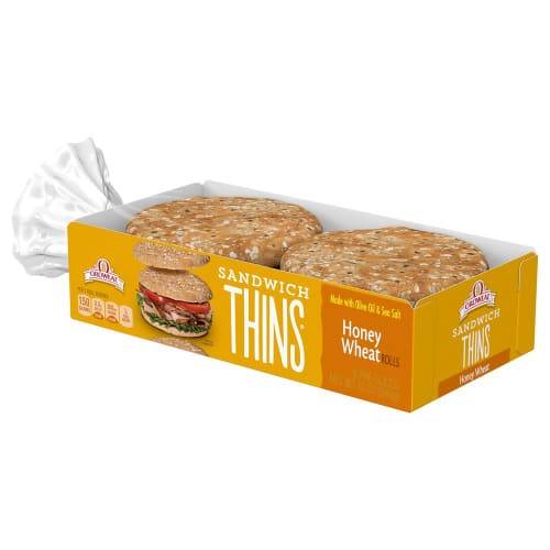 Order Oroweat · Honey Wheat Thins Sandwich Rolls (6 ct) food online from United Supermarkets store, Plainview on bringmethat.com