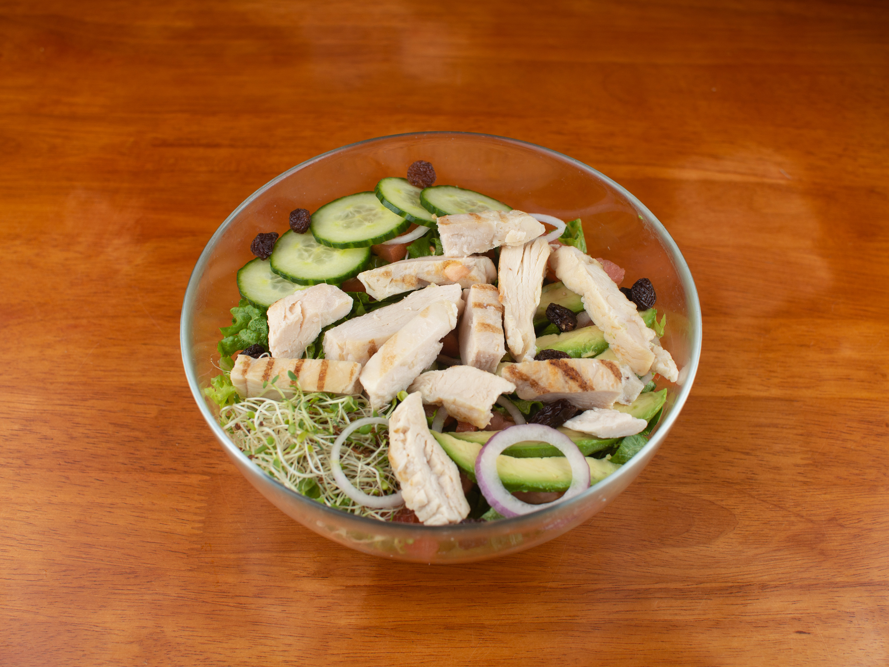 Order Grilled Chicken Salad with Raisins food online from Bobby Bagel Cafe store, Herndon on bringmethat.com