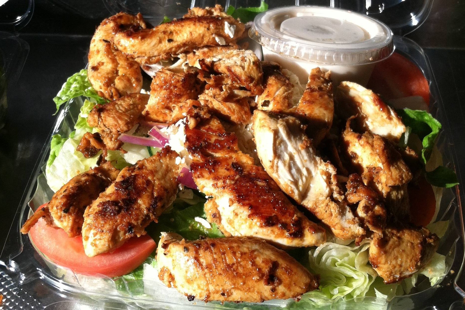 Order **Chick Caesar Salad food online from Pizza Queen store, Providence on bringmethat.com