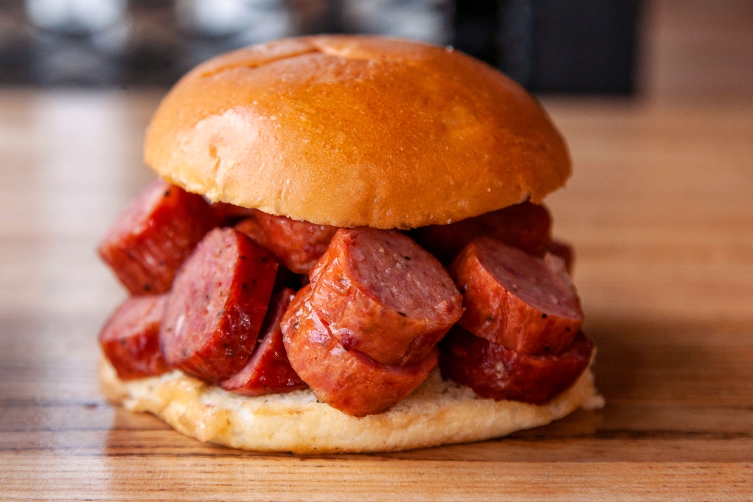 Order Akaushi Sausage Sandwich food online from Blu's Barbeque & Bbq Catering store, Dallas on bringmethat.com