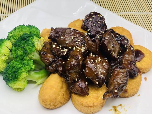 Order Beef Filet with Custard Tofu  food online from Peony Seafood Restaurant store, Oakland on bringmethat.com
