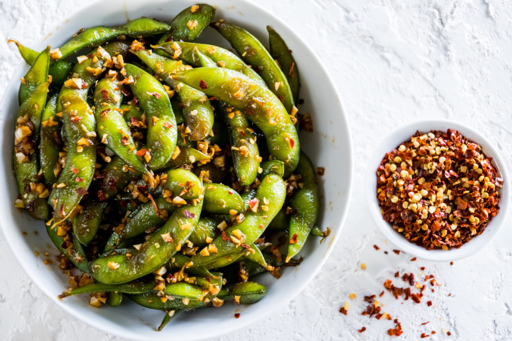 Order Spicy Garlic Edamame food online from Otay Sushi And Crab store, Chula Vista on bringmethat.com