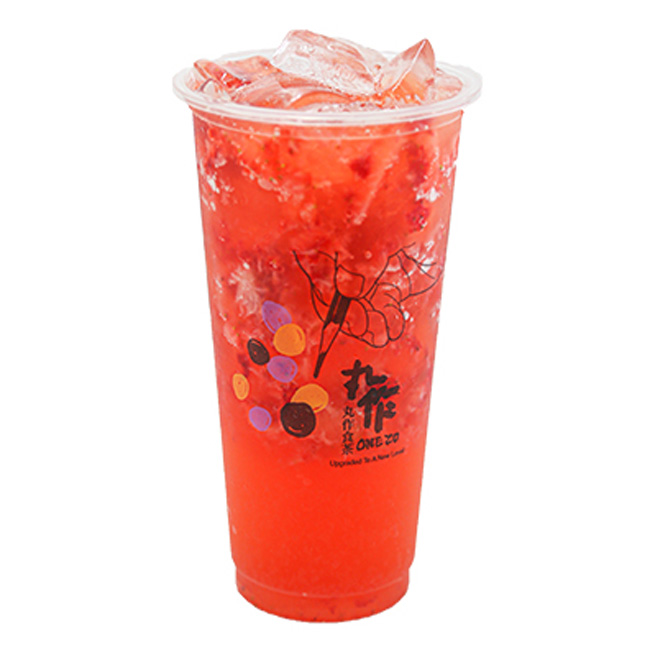 Order Strawberry Green Tea (L) food online from One Zo store, Garden Grove on bringmethat.com