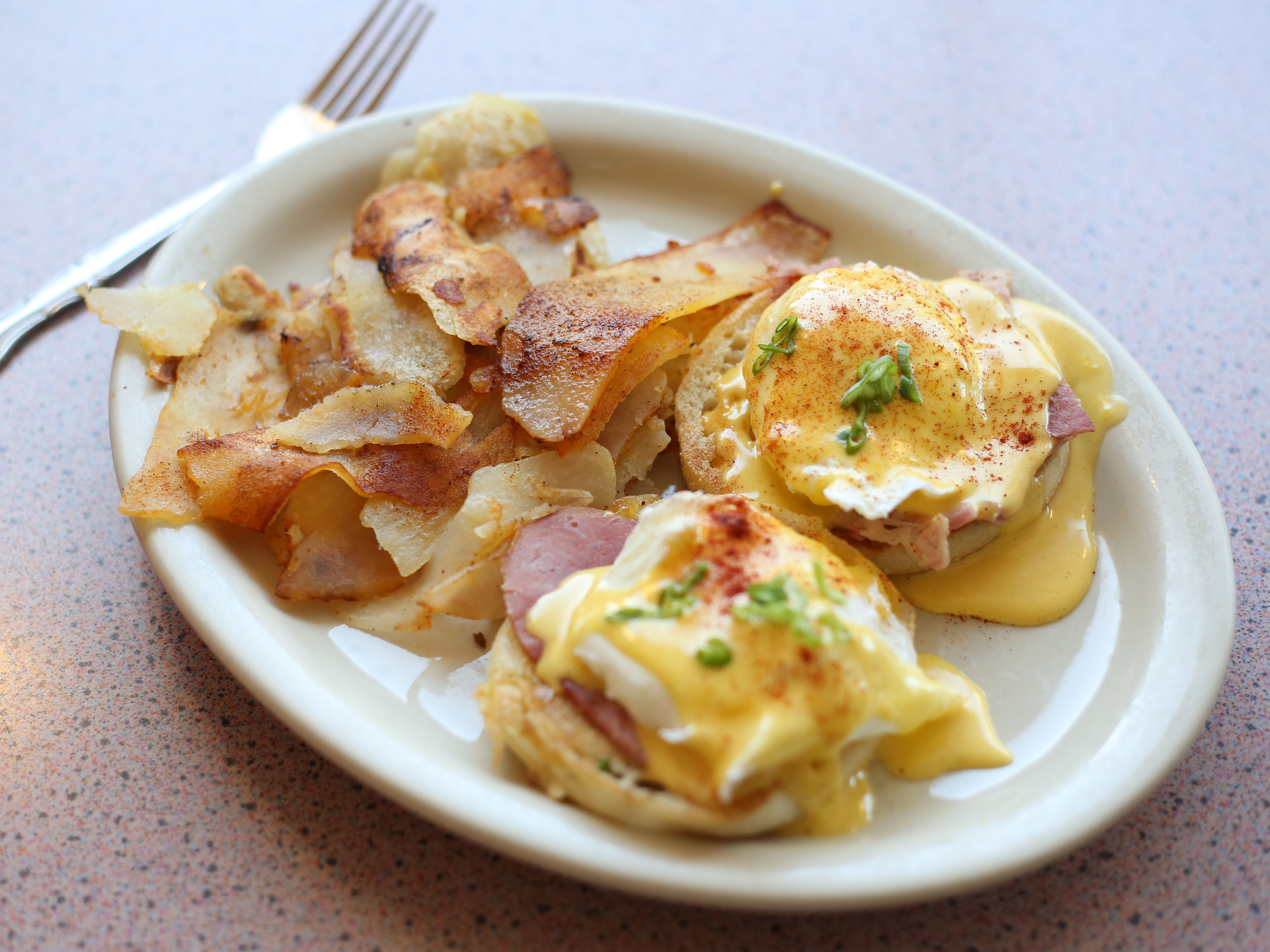 Order Toasted Egg Benedict  food online from Mayfair Restaurant store, Chicago on bringmethat.com